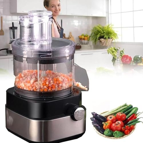 LSBHPPD 600w Coupe-Légumes électrique Coupe-Légumes électrique,Grille à 5 Cubes Viande Hachée/en Dés/Râpé/Tranché, avec Moules De Découpe en Dés De 6/8/10/13/15 Mm,220V