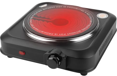 TeqHome Countertop Infrared Single Burner, 1200W Electric Hot Plate with 7.5 Ceramic Glass Cooktop, Stepless Temperature Adjustable & Heat-up In Seconds, for Home Dorm, Compatible with All Cookware