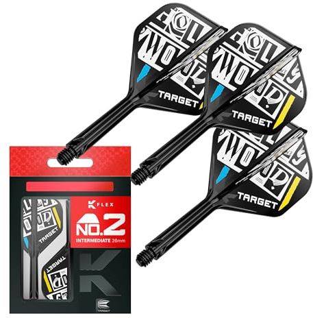 Target Darts Chris Dobey K Flex Vuelos y Sistema de Ejes, No.2 | Pack de 3 Dardos Kflex All In One,Aaccesorios de Dardos Player Edition | Vástago de Dardos K-Flex – Intermedio (26mm)