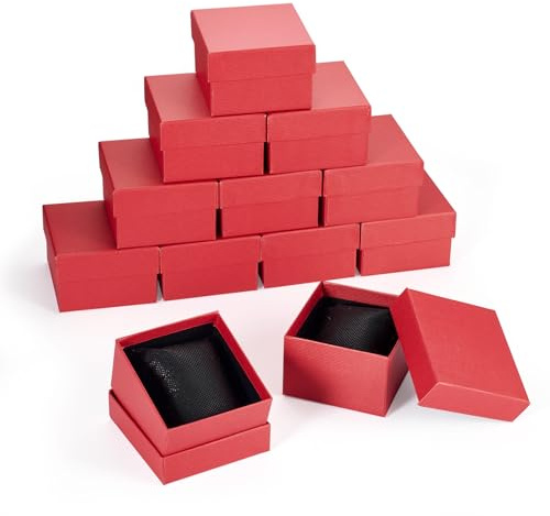Craftdady 12 pezzi Scatola Regalo di Cartone per Gioielli con Cuscino, Scatola di Imballaggio Rettangolare per Gioielli, Contenitori di Conservazione per Orologi, Braccialetti, Collane, Cerise