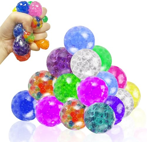 Euablfo 24 pcs Balle Anti-Stress, Balle Anti Stress Enfant Adulte, Fidget Toys Anti Stres, Boules à Presser pour Réduit l'anxiété et Améliore la Concentration
