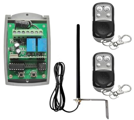 Uxsjakjsd Control Remoto Universal para Puerta de Garaje de 2 Canales, 433 MHz, Receptor y Antena de Repuesto para Abrepuertas de 433 MHz.