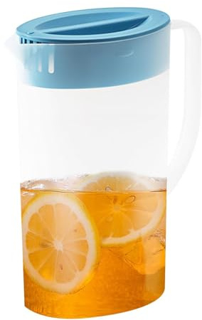 Eoixuqba 2L Pichet À Jus, 13.5x8.6x26cm Pichet En Plastique Avec Couvercle, Pichets Pour Réfrigérateur, Pichets À Eau, Carafe D'eau Pour Porte De Réfrigérateur, Carafe D'eau Plastique Avec Couvercle
