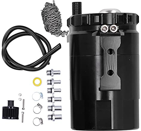 350ml Oil Catch Can Kit Universal Aluminum Alloy Oil Reservoir Tank Engine Oil Catch Can with Accessories for Most Cars and Small Motorcycles (Black)