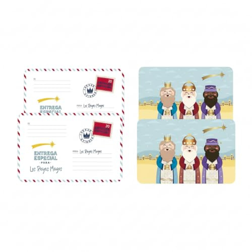 Set 4 Manteles Individuales Carta Reyes Magos - Salvamanteles Antimanchas Reutilizables para Mesa de Cocina o Comedor - Salvamantel Plástico Decoración Navidad 43 x 28 cm (Carta Reyes)