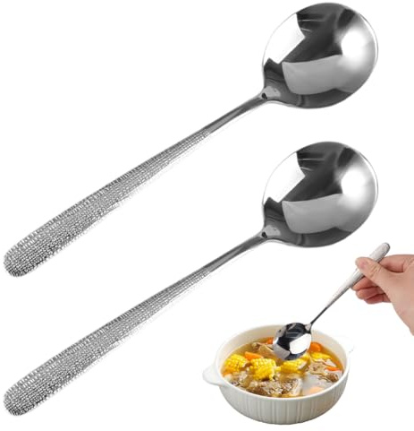 2 Piezas Cucharones Pequeños 304 de Acero Inoxidable, 20 cm Multifuncional Cucharón de Sopa, Pulido Cucharas Soperas, Cucharas de Buffet, Lavavajillas, para Soperas, Salsas y Preparaciones Culinarias