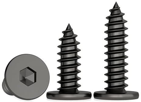 MOOPW Stainless Steel 304 Internal Hex Flat Head Self Tapping Screws Extra Thin Low Profile Countersunk Self Drilling Screws M2 x 12mm 100 Pcs