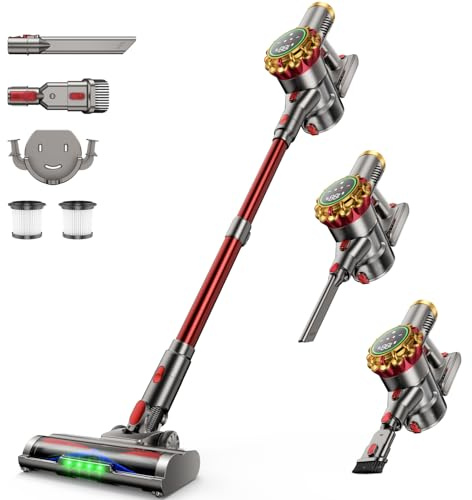 AIPOWAY Cordless Vacuum Cleaner 580W 50Kpa Vacuum Cleaners for Home, 65 Mins Battery Stick Vacuum Anti-Tangle, Self-Standing, 8-in-1 Lightweight Vacuum for Hardwood Floor/Carpet/Pet Hair