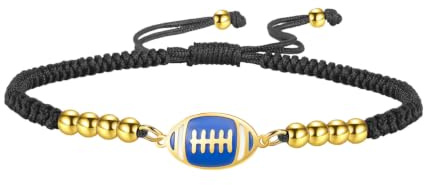 UNIFT Bracelet de football américain pour femme en acier inoxydable réglable avec breloque casque de football Jersey Bijoux Sport Cadeau pour les amateurs de football