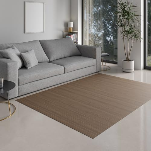 DE-COmmerce Tappeto Bambù massive, 17mm Indurito Listello La Nuovi Generazione Non Bordato Tappeto Soggiorno Cucina Made IN Germany - tortora, 100x160 cm