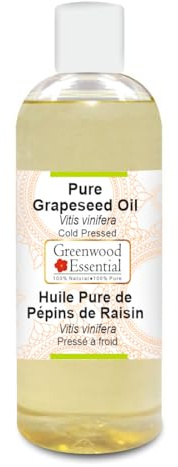 Greenwood Essential naturlig ren druvfröolja (Vitis vinifera) kallpressad 200 ml (6,76 oz)