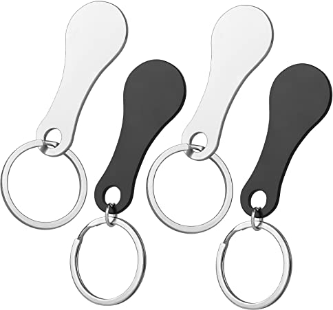 4 Stück Einkaufswagenlöser aus Metall Einkaufswagenchip Edelstahl Metall Einkaufswagen Abziehbarer Schlüsselanhänger