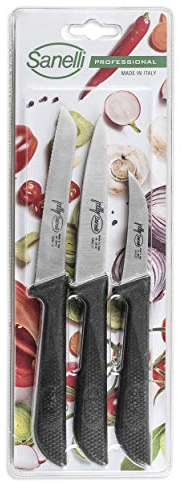 Sanelli Set 3 Coltelli Frutta e verdura: Spelucchino multiuso cm.11-Pomodoro cm.12-Verdura cm.7