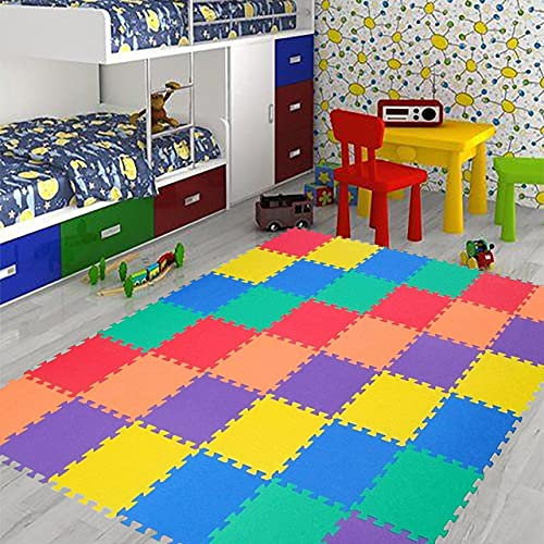 Interlocking EVA Foam Play Mat Kids Children Toddler Puzzle for Floor Protection - Sensory Babies Carpet Crawling Rug (50-Mats)