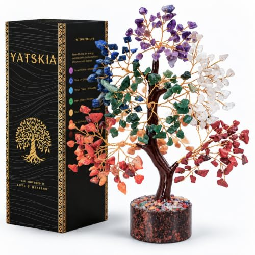 YATSKIA 7 Chakra Crystal Tree of Life â Crystal Money Tree Gift for Women, Birthday, Anniversary & Housewarming Gift for Mom, Wife, Sister & Friends