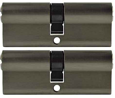 Löwen Sicherheit Lot de 2 cylindres serrure à cylindre 35/35 double fermeture identique avec 10 clés réversibles A : 35 B - (70 mm 35/35, profilé pièces identique), (Zylinderschloss)