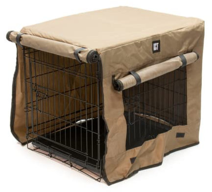 KCT Small Dog Crate with Plastic Tray and Protective Fabric Cover Metal Puppy Animal Cage