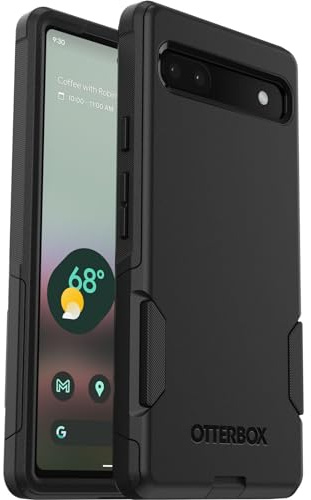 OtterBox Commuter Hülle für Google Pixel 6a, sturzsicher, schützende Hülle, 3X getestet nach Militärstandard, antimikrobieller Schutz, Schwarz, 77-88019