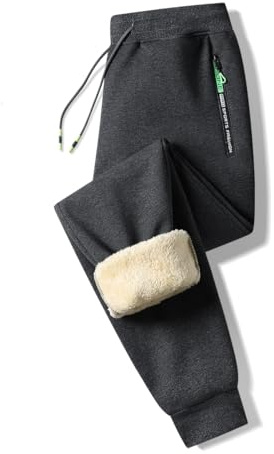 ZOXOZ Pantaloni Tuta Uomo Felpata Pile Fleece Foderato Termici Cotone Sportivi Joggers Pantaloni Cerniera Tasche Laterali