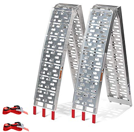 Herrselsam 2X Auffahrrampe Faltbare ALU Rampen klappbar 226×28cm Laderampen 340 kg Traglast rutschfest Aluminiumrampe für ATV Quad PKW Auto Fahrräder Motorräder