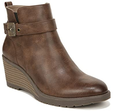 Dr. Scholl's Womens Camille Wedge Ankle Bootie Chestnut Brown Smooth 11 M