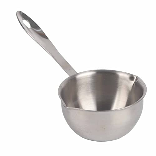 Lwuey Petite Casserole à Lait, Mini Acier Inoxydable Chauffe Beurre Sauce Émaillée Double Bec Verseur Poignée Pot Plat Induction Fruits Café Fonte Soupe Poêle Chocolat Polyvalente Marmite(150ml)