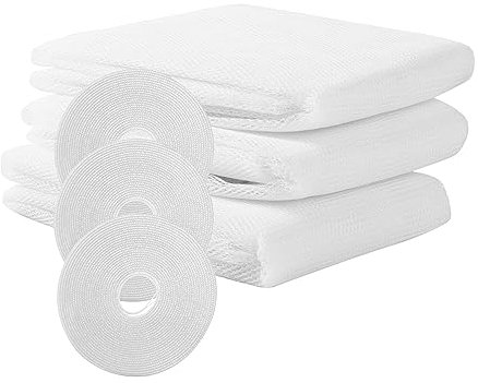 ASAB Pack of 3 Fly Screens for Windows Mosquito Net Window Self Adhesive Mesh Curtain Safe and Chemical Free Easy Installation with 3 Roll Sticky Tapes Bug Net for Windows Multiple Window Fitting