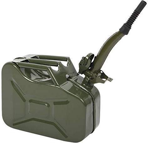 10L Fuel Oil Storage Can Metal Petrol Diesel Tank with Spout,Jerry Can Fuel Can Metal Petrol Can Water Container Cans Large Liquid Storage Canister For Diesel,Petrol,Oil & Water Container, Army Green