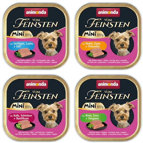 Animonda Vom Feinsten Mini 10 x 100 g Hundefutter | Ohne Getreide, ohne Zucker, ohne Soja | Nassfutter für Hunde | mit leckeren Kräutern (10 x 100 g, Mixpaket)