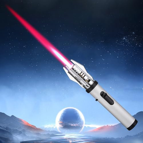 Lightsaber Lighter, Lightsaber Torch Flame Lighters, Bright Fire Lighter, Metal Large Fire Windproof Blue Flame Lighterss, Jet Torch Lighters For Kitchen Cooking Outdoor Camping (Silver)