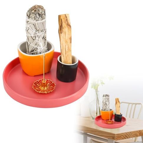 XCRPRT 4 in 1 Räucherstäbchenhalter Keramik Räucherschale, Multi-Functional Incense Burner Holder, Palo Santo Holder für jedes Räucherwerk, Weißer Salbei, Räucherkegel, Kerzen
