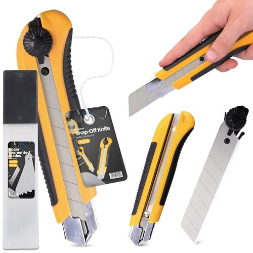 Couteau Tapis 25 mm Cutter Couteau À Paquet Carton Feuille Lame Métallique À Film Universel Professionnel Multi-Usage Multifonctionnel Précision Avec 11x Lame