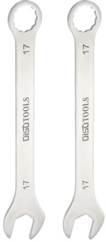 QUARKZMAN 2pz Chiave Combinata Sottile Metrica 17mm Torx Terminata a Scatola con Offset di 15 Gradi Estremità Aperta in Acciaio Inossidabile, Tono Argento