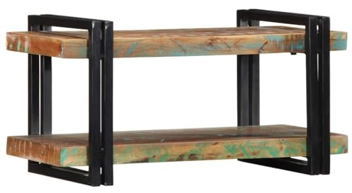 LLEZKBR Gabinetes y estantes de almacenamiento de medios, estante de pared, multicolor, madera maciza recuperada