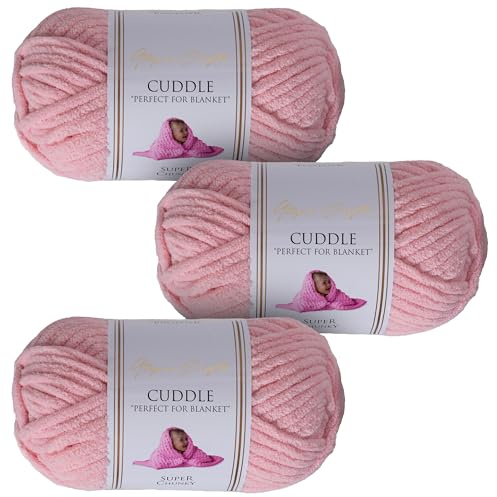 Utopia Crafts Filato Grosso in Ciniglia per Uncinetto e Ferri - Gomitolo da 100 g - 60 m - Soft Pink - Filo Chunky Morbido e Facile da Lavorare - Lavabile in Lavatrice - Confezione da 3