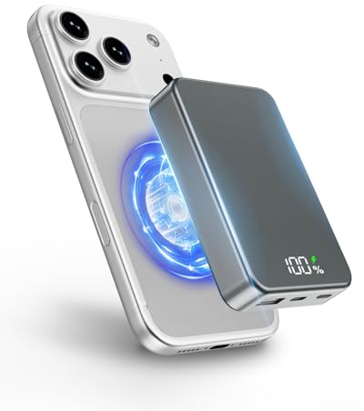 ZIKIHAA Magnetic Power Bank 26800mAh for Magsafe Portable Charger, Gray | Aluminum Alloy Large Capacity 20W USB-C in&Out Wireless Fast Charging for iPhone 18/17Pro Max/16/15/14/13/12 Series