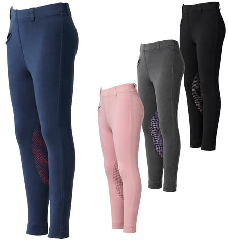 PFIFF Emilia 103133 - Leggings de equitación para niños 3/4 de Silicona con Trabillas para cinturón