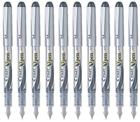 Pilot V Pen (Varsity) Disposable Fountain Pen, Fine Point, Black Ink, Value Set of 10