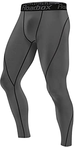 Roadbox Kompressionshose für Herren - für Sport, Training, Fitness, Fitness, Laufen, Radfahren, Yoga, Wandern, Basketball, Gray, XXL