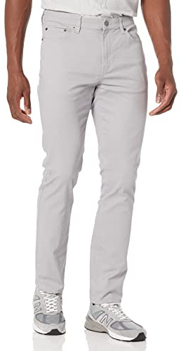 Amazon Essentials Pantaloni in Twill Elasticizzati con 5 Tasche Slim Uomo, Grigio Chiaro, 32W / 30L