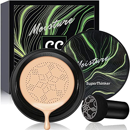 Air Cushion CC Cream Foundation Makeup, BB Cream Makeup, Color Correcting CC Cream, Tattoo Cover Up Makeup, Natural Full Coverage Foundation, Moisturizing Concealer Brighten,Even Skin Tone (Natural)