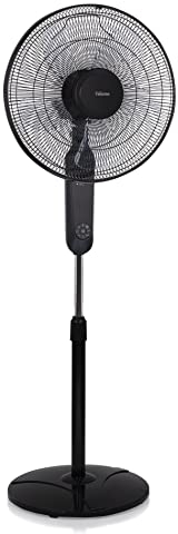 Standventilator mit Fernbedienung und 40 cm Ø, 30 Watt Leistung, mit 24 Geschwindigkeitsstufen, höhenverstellbar, Oszillationsmodus 80°, Schwarz