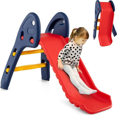 Maxmass Folding Kids Slides, Freestanding First Slide with Humanized Handrails, Children Play Climber Slider for Indoor Outdoor (105 x 55 x 72cm)