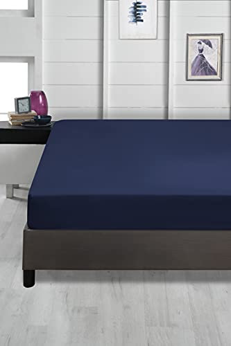 ABAKUHAUS Mikrofaser Spannbetttuch, 100% Mikrofaser, superweiches, einfarbiges, elastisches Bettlaken Umweltfreundliche Matratze mit tiefer Tasche Akzent Schlafzimmer Dekorativ, 140 x 200 cm, Blau