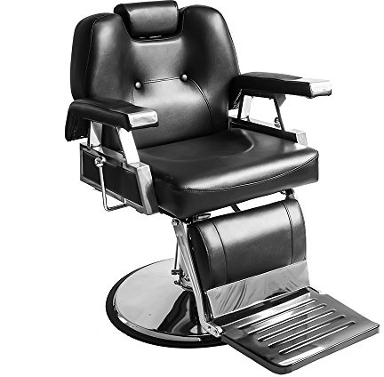 Poltrona da parrucchiere, sedia da parrucchiere idraulica reclinabile barbiere 360° per salone professionale, 110 x 70 x 100-113 cm (nero)