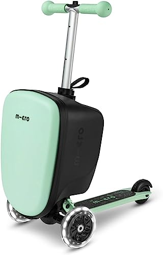 Micro Scooter | Mini LED Suitcase Scooter | 2 to 6 Years | Boys & Girls | 2-in-1 Cabin Luggage & Kids Scooter | 13-Litre Storage | Light Up LED Wheels | 50kg Weight Limit | Mint
