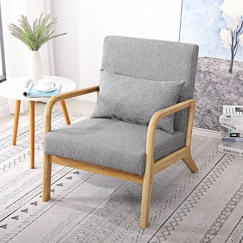 Youhauchair Sessel für Wohnzimmer und Schlafzimmer - Moderner Polstersessel aus Holz, Loungesessel in Grau