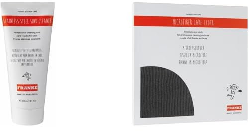 Franke - Produits d'entretien évier - Set d'entretien : nettoyant pour éviers et cuves inox (flacon de 250 ml) + chiffon en microfibre -