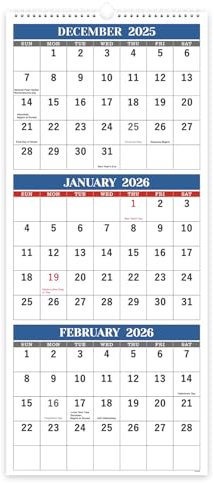 2026-2027 Wall Calendar - APR.2026 - JUL.2027, 3 Months Wall Calendar Vertical 26-27 (Folded in a Month), 11 x 26, Calendar 2026-2027, 3-Month Display Calendar with Thick Paper, Perforated Line