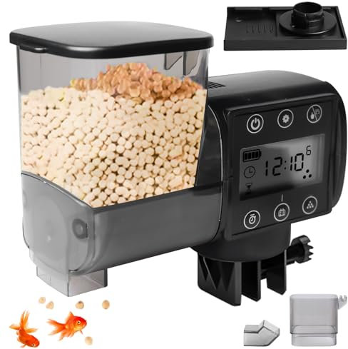 Futterautomat Aquarium, 250ml Automatischer Futterspender Fische für Aquarium mit Batteriebetrieben, Fische Fischfutterautomat mit Futterbehälter Fischfutter für Urlaub Goldfische schildkröten